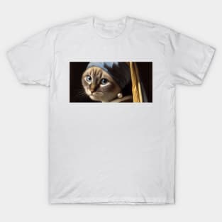 Siamese cat with a pearl earring T-Shirt